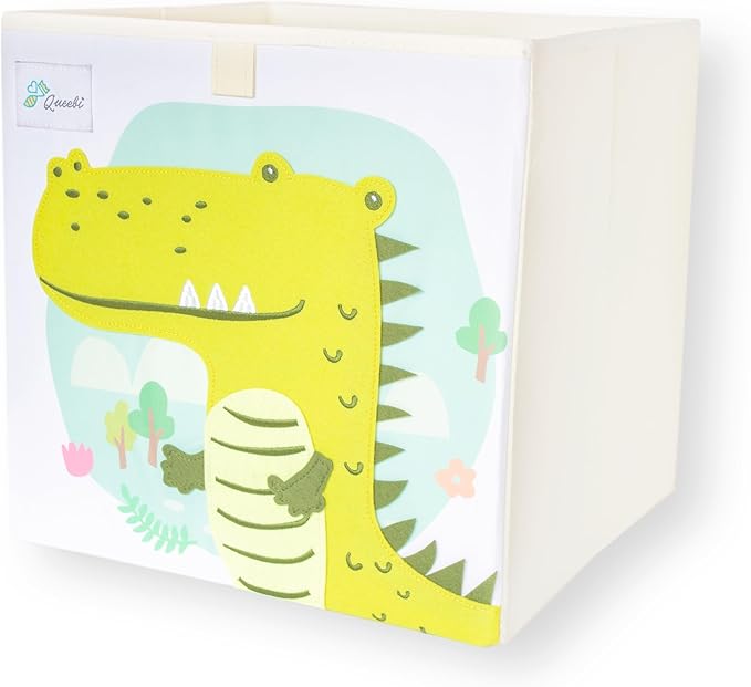Crocodile Storage Cube- Organizer for Nursery, Playroom, Bedroom, Closet. Foldable Box 13x13x13 inches. Children's Toy Box, Diaper Caddy, Clothing Basket, Book Bin, Baby Essentials & Kids Gift-NeatNest