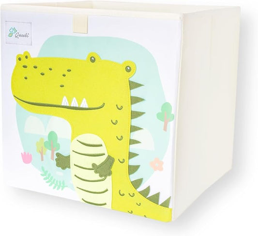 Crocodile Storage Cube- Organizer for Nursery, Playroom, Bedroom, Closet. Foldable Box 13x13x13 inches. Children's Toy Box, Diaper Caddy, Clothing Basket, Book Bin, Baby Essentials & Kids Gift-NeatNest