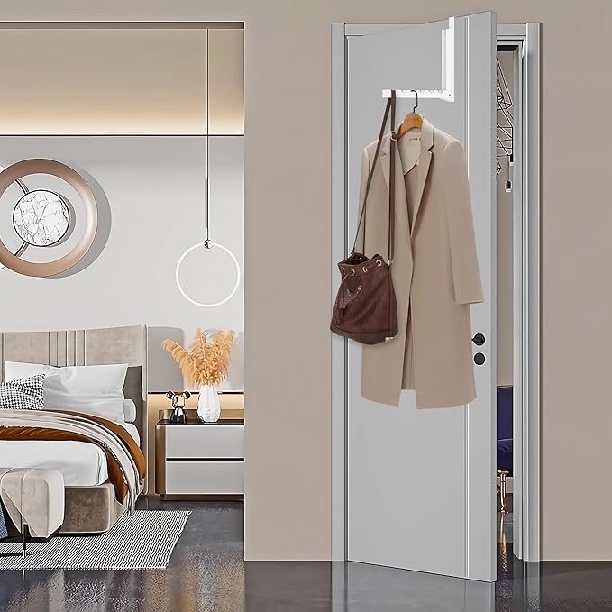 2 Pack Over The Door Hanger Hooks for Clothes, Portable Storage Hooks, Heavy Duty Foldable Clothes Organizer Coat Towels Hanging Rack