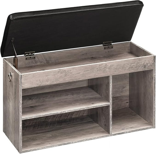 HOOBRO Shoe Storage Bench with Padded Cushion, Entryway Bench with Flip-Open Storage Box and Adjustable Shelf, Shoe Rack with Hidden Compartment, for Entryway, Living Room, Greige BG40HX01-NeatNest