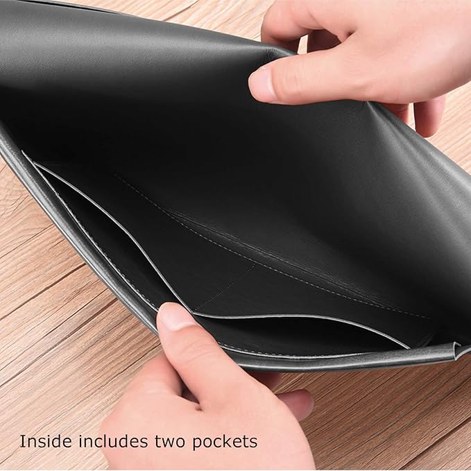 Enyuwlcm PU Leather A4 File Folder Document Holder Envelope Folder Case with Snap Closure for Receipt Contract Black