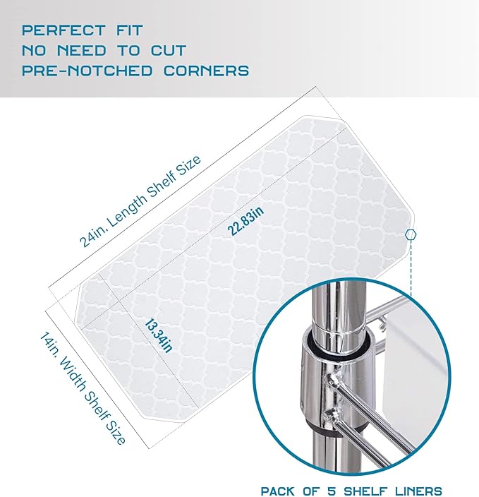 BRIAN & DANY Wire Shelf Liner 14" X 24", Heavy Duty Shelf Liners for Wire Shelving, Waterproof Protector Mats, Set of 5, Quatrefoil Grey-NeatNest