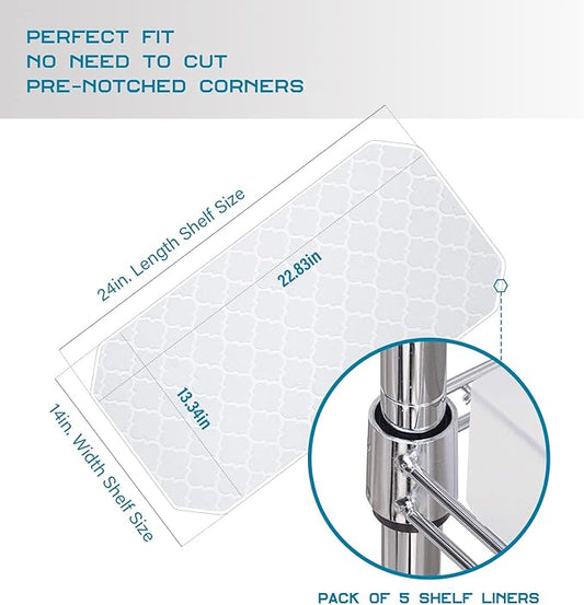 BRIAN & DANY Wire Shelf Liner 14" X 24", Heavy Duty Shelf Liners for Wire Shelving, Waterproof Protector Mats, Set of 5, Quatrefoil Grey-NeatNest