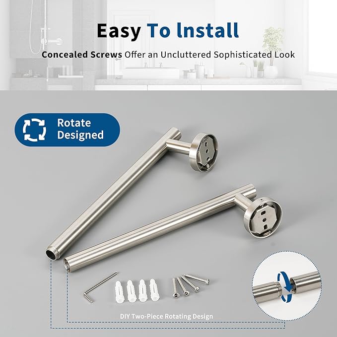 Brushed Nickel Towel Bar, 18 Inch Towel Racks for Bathroom Wall Mounted, Thicken SUS304 Stainless Steel Heavy Duty Hand Towel Holder Organizer, Bathroom Accessories, Total Length 20.5 Inch-NeatNest