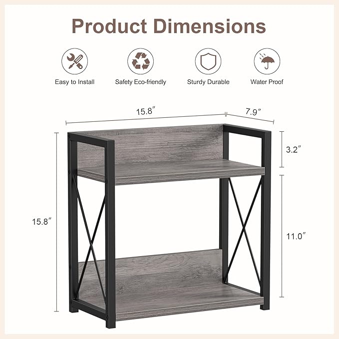 Giikin Coffee Bar Accessories, 2 Tier Spice Rack for Counter, Gray Kitchen Countertop Organizer (Grey, L)-NeatNest