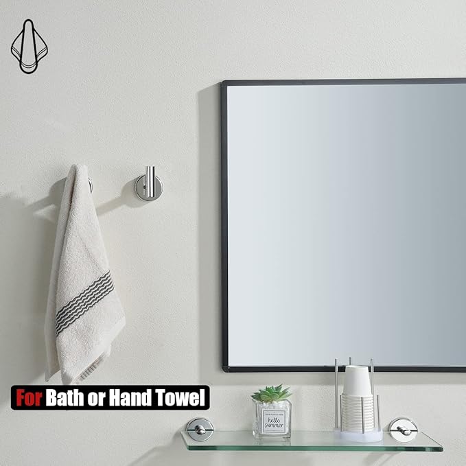 JQK Chrome Bathroom Towel Hook, 304 Stainless Steel Coat Robe Clothes Hook for Bathroom Kitchen Garage Wall Mounted (Pack of 2), TH100-CH-P2-NeatNest