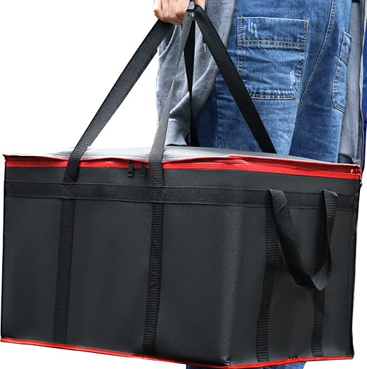 2 Pack XXXL Insulated Food Delivery Bag Black Red Cooler Bags Keep Food Warm Catering Therma for doordash Catering Cooler Bags Keep Food Warm Catering Therma Catering Shopper hot XXXL-NeatNest