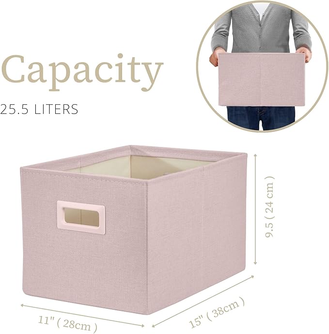 DECOMOMO Storage Bins for Shelves Robust Fabric Closet Bins for Shelves Toy Storage Clothes Books (Pack of 3 – Pink)-NeatNest