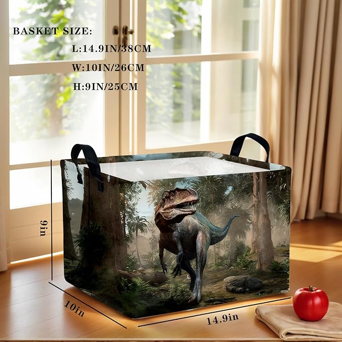 Cute 3D Dinosaur Kid Storage Basket Trendy Toy Box, Baby Laundry Hamper, & Clothes Organizer Fantastic Boy Gift & Nursery Bin for Modern Bedrooms (Tyrannosaurus Rex)-NeatNest
