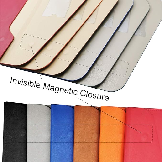 Enyuwlcm PU Leather A4 File Folder Document Holder Waterproof Portfolio Envelope Folder Case with Invisible Magnetic Closure Blue