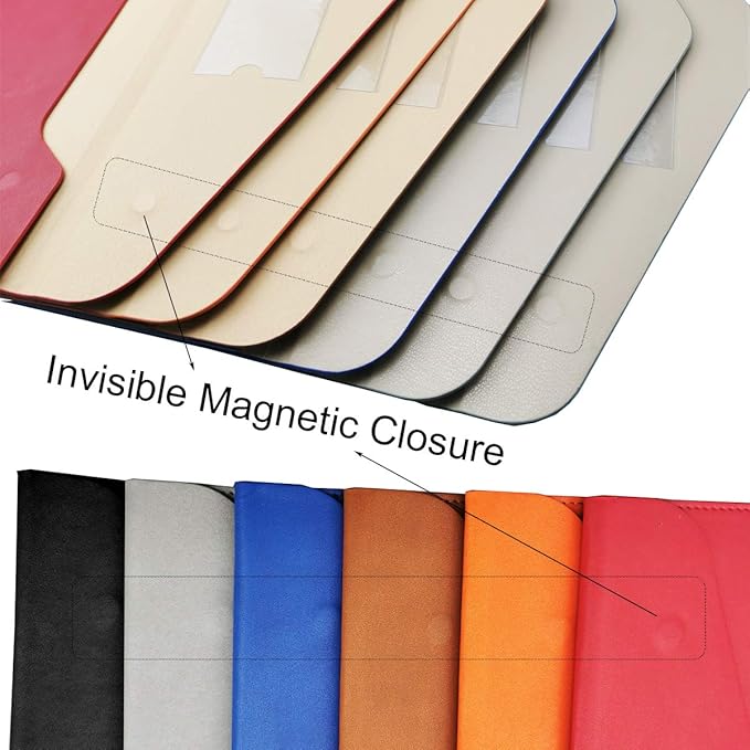 Enyuwlcm PU Leather A4 File Folder Document Holder Waterproof Portfolio Envelope Folder Case with Invisible Magnetic Closure Red