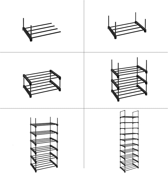 SONGMICS Shoe Rack, 10-Tier Shoe Organizer, Metal Storage Shelf, Upright or Upside Down, for 11-22 Pairs, for Entryway, 11.8 x 17.7 x 68.5 Inches, Black ULSA25BK-NeatNest