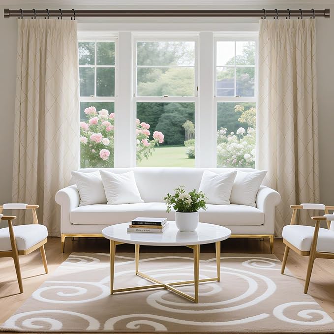 2 Pack Curtain Rods for Windows 28 to 48 Inch(1.5-5 Feet), Bronze 1'' Diameter Drapery Rods with End Cap Style Design,Modern Adjustable Heavy Duty Curtain Rod,Size:30''-60''