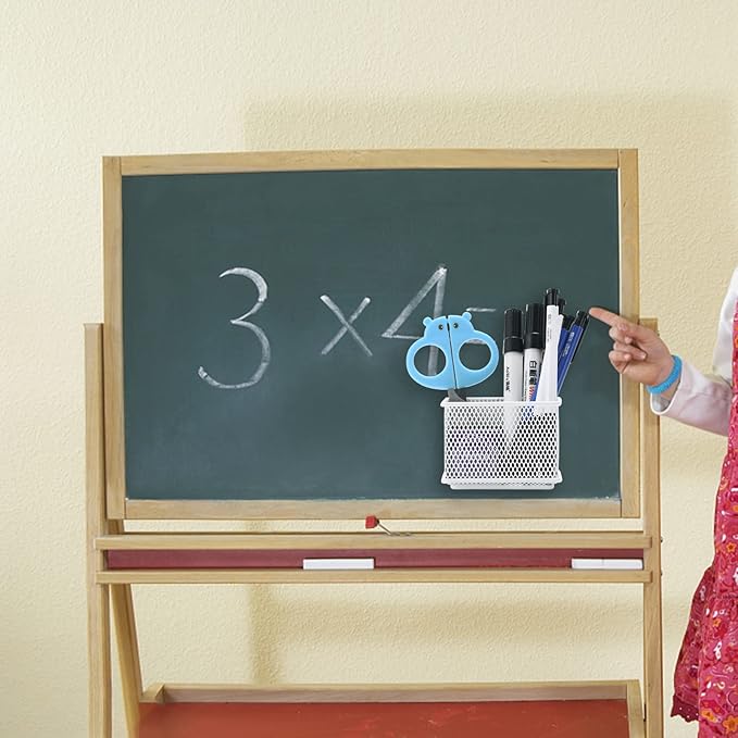 dedoot 2 Pack Pen Holder, 3.45x2.3x2.6inch Magnetic Basket Locker Organizer Metal Mesh Pencil Memo Holder for Whiteboard, Fridge, Desk, Offices,White-NeatNest