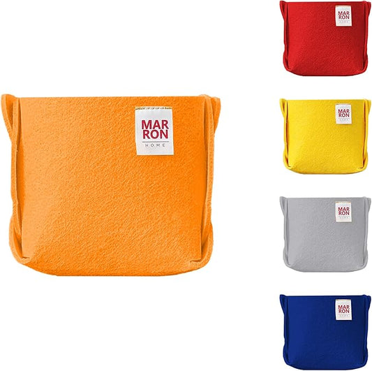 Collapsible Orange Felt Storage Bin Mini 3.9"x3.9"x3.9" – Foldable Basket with Handles for Closet, Toy Storage, Laundry Room Organization, Decorative Storage Bins for Shelves, Nursery Storage-NeatNest