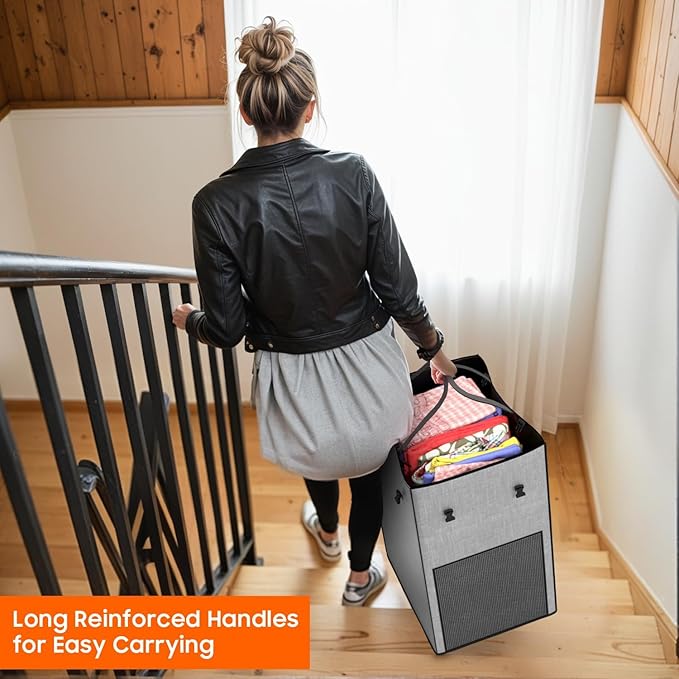 150L Laundry Hamper with Wheels, Rolling Laundry Basket with Metal Frame and Removable Bag, Large & Tall Dirty Clothes Hampers for Bedroom Aesthetic, Laundry Room, Bathroom, Dorm-Grey
