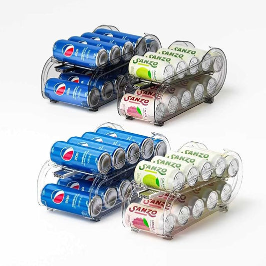 Drink Organizer for Fridge, Soda Can Organizer Dispenser for Refrigerator with Automatic Rolling,Organize Standard Size 11.15oz or 12oz Cans Drink,Save space for Fridge、Kitchen、countertop （4 pack）