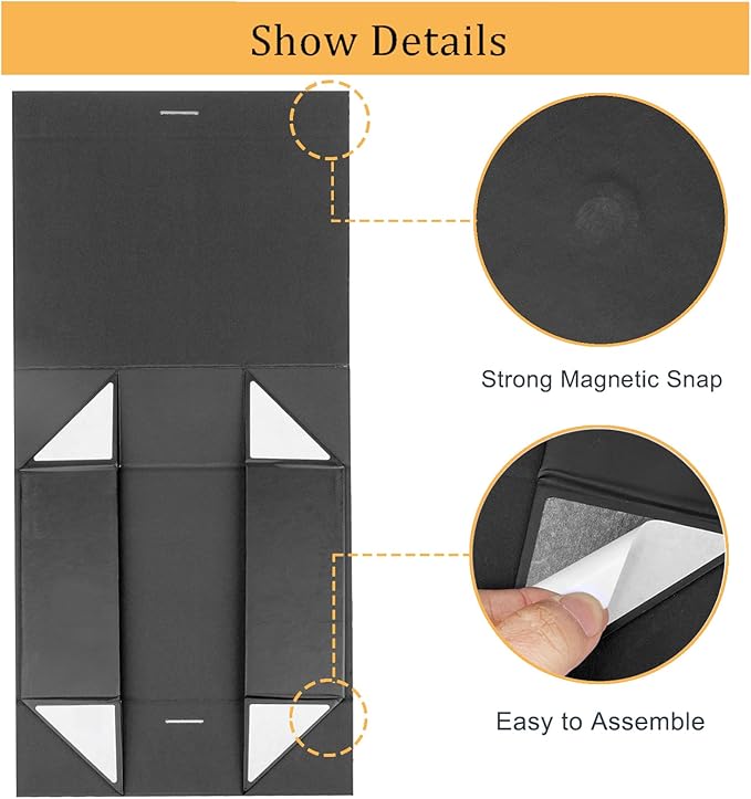 10.5"X7.5"X3.1" Black Magnetic Gift Box with Lid and Ribbon for Presents-NeatNest