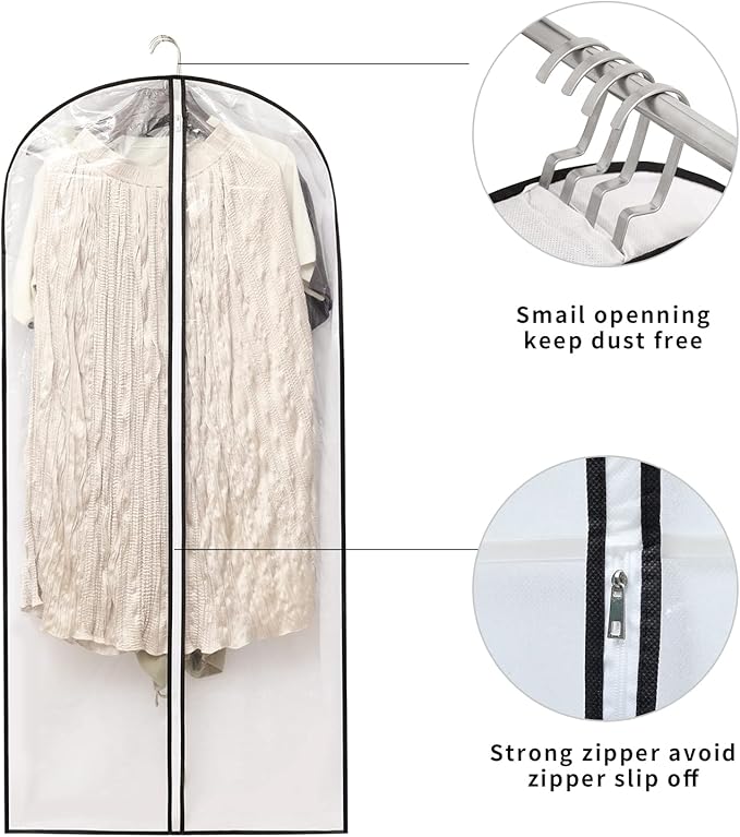 Hanging Clothes Storage with 4" Gusseted Garment Covers (Set of 6) - Clear Suit, Gown, Long Coat, Dress Protectors for Closet - 24"x 50"x 4" / 6 Pack-NeatNest