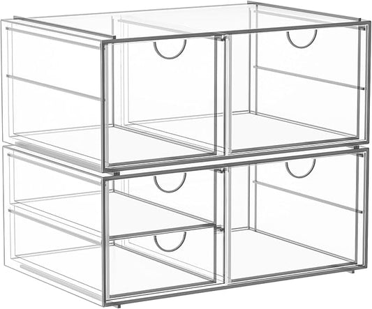 Arcylic Makeup Organzier with 5 Drawers, Clear Stackable Storage Drawers, Bathroom Countert Organizer,Plastic Storage Bins For Vanity, Cabinets, Pantry, Home Organization and Storage-NeatNest