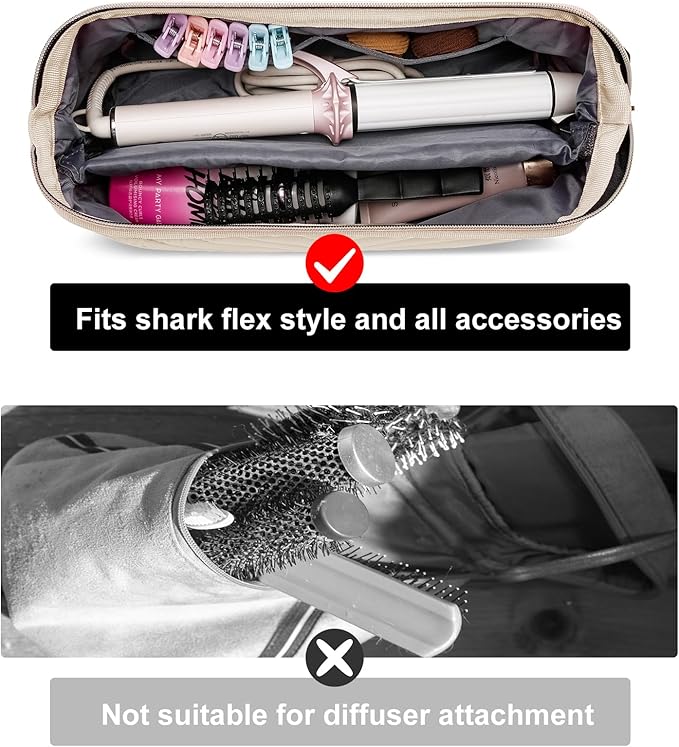Hair Tools Travel Bag for Shark Flexstyle Dyson, Quilted Case Organizer Bag, Gift for Women Hair Accessories Storage Bag, Travel Hairdryer Portable Bag for Women, Beige-NeatNest
