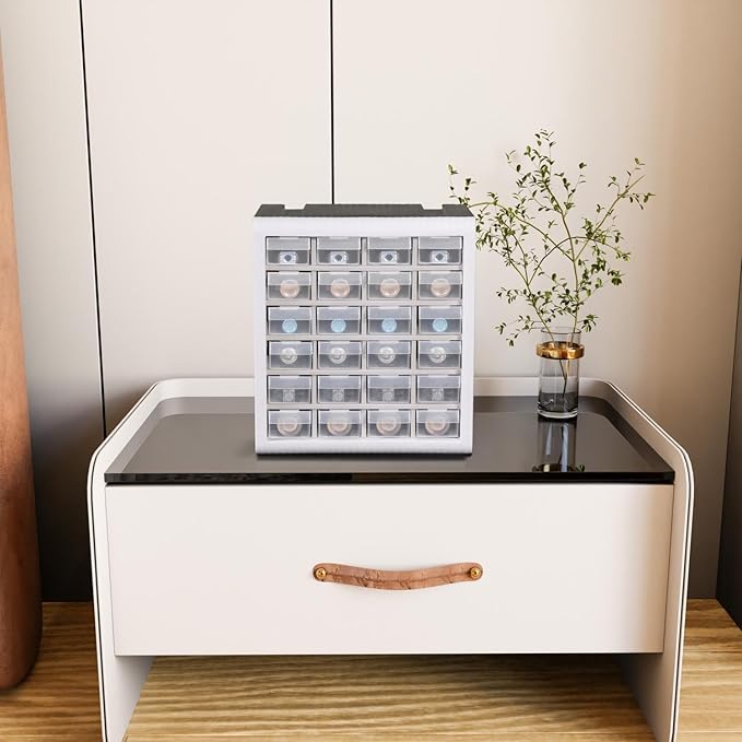 Gonice Craft Cabinet Organizer, 24 Drawer Plastic Parts Cabinet, Tool Storage Box for Screws, Nuts and Small Parts