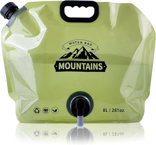 Camping Water Jug 2.1 Gallon CollapsibleWater Container Portable Water Bag for TravelOutdoor Hiking BPA Free Lightweight (Green (2.1 Gal), 1)-NeatNest