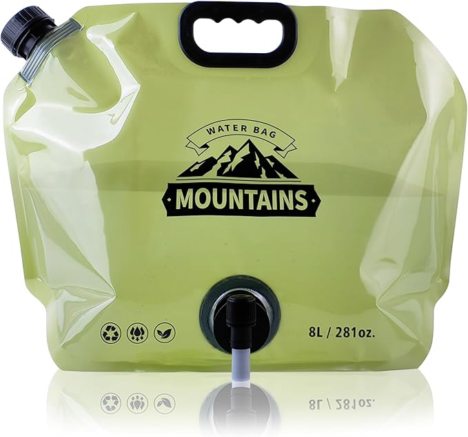 Camping Water Jug 2.1 Gallon CollapsibleWater Container Portable Water Bag for TravelOutdoor Hiking BPA Free Lightweight (Green (2.1 Gal), 2)-NeatNest
