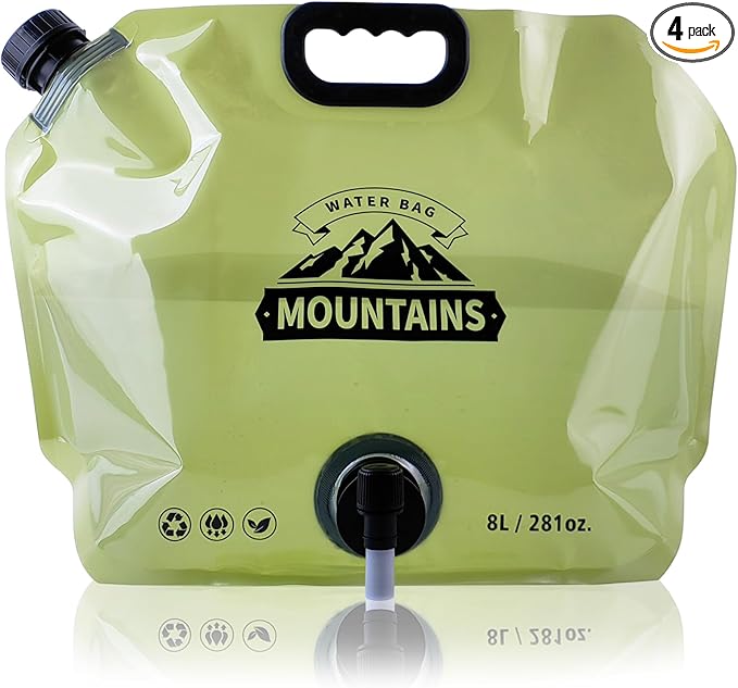 Camping Water Jug 2.1 Gallon Collapsible Water Container Portable Water Bag for Travel Outdoor Hiking BPA Free Lightweight (Green (2.1 Gal), 4)-NeatNest