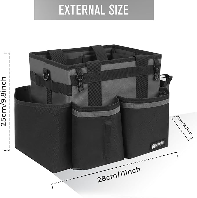 Compact Wearable Cleaning Caddy, Small Cleaning Caddy Supplies Organizer with Handle & Shoulder Straps for Housekeepers, Under Sink & Car Cleaning Tool Organizers Bag (DarkGrey)-NeatNest