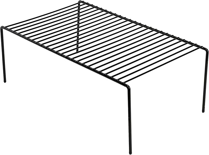 iPEGTOP Kitchen Cabinet Storage Shelf Rack, Set of 2 Large (15.7 x 9.4 Inch) Rustproof Metal Wire Shelves Spice Shelf Rack Cupboard Organizer for Pantries Countertops Utensils Organization, Black-NeatNest
