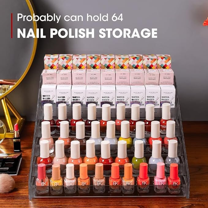 Nail Polish Organizer 84 Bottles of 7 Layers Sunglass Organizer Acrylic Display Rack Eyeglasses Storage Essential Oils Holder Makeup Organizer No Tool Needed Assembly, Grey-NeatNest