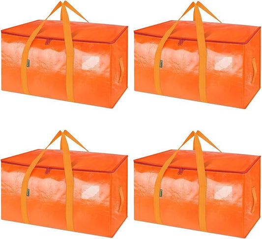 BALEINE 4-Pack Oversized Moving Bags with Reinforced Handles, Heavy-Duty Storage Tote for Clothes, Moving Supplies (Orangel, 4-Pack)-NeatNest