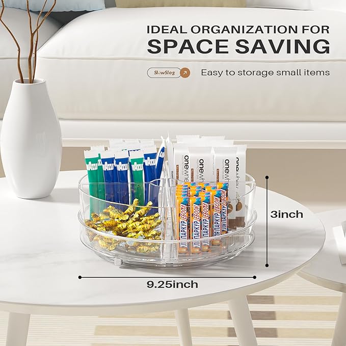 2 Pack Lazy Susan Organizer, 9 inch Rotating Storage Organizer with 4 Removable Bins, Lazy Susan Turntable Organizer for Fridge, Kitchen, Vanity, Cabinet-NeatNest