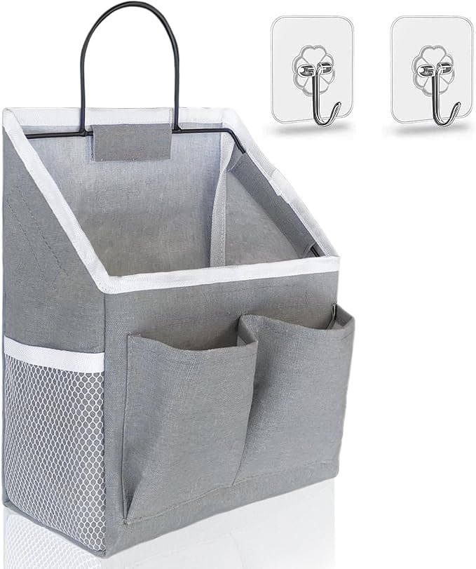 1pcs Small Wall Hanging Baskets for Organizing, Hanging Storage Bag as Over the Door Organizer, Wall File Organizer, Rv Storage and Organization. For Bedroom, Office, Camper (1pcs Gray)-NeatNest
