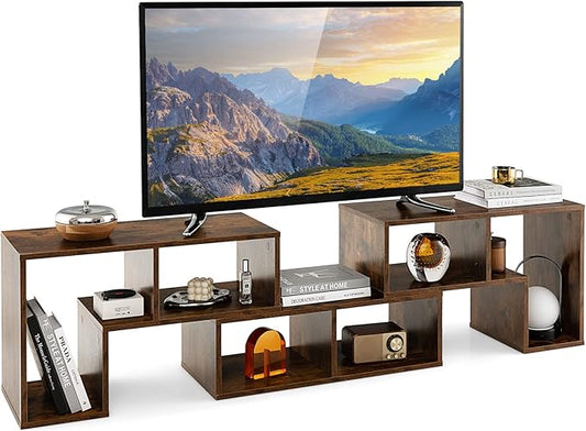 GOFLAME 3 Pieces TV Console Stand, Modern Entertainment Center for 50 55 60 65 Inch Flat Screen TV, Free Combination Bookcase for Storage & Display, Suitable for Living Room, Bedroom (Brown)-NeatNest