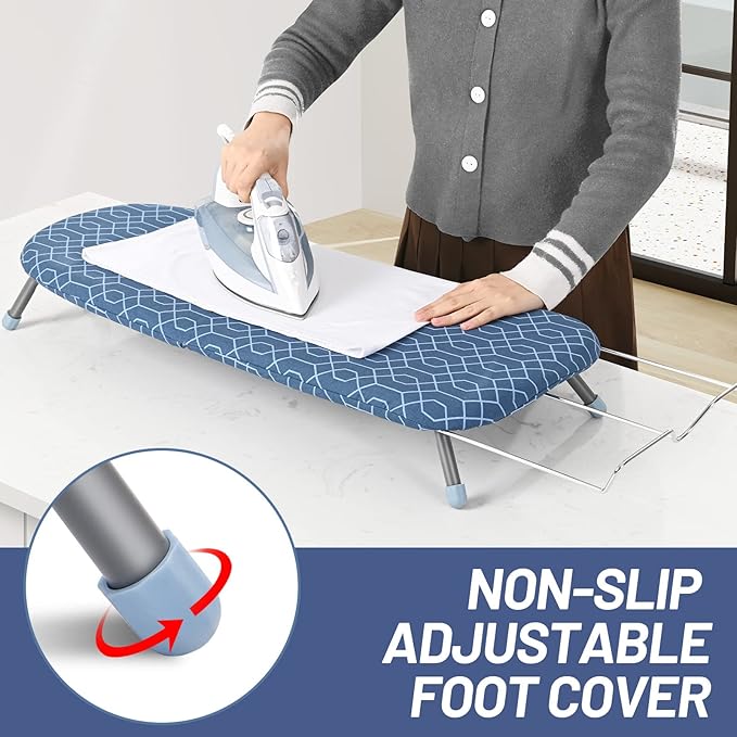 APEXCHASER Tabletop Ironing Board with Iron Rest, Small Iron Board with 2 Heat Resistant Ironing Cover, Portable Tabletop Ironing Board wiht Non-Slip Feet for Home Travel Use