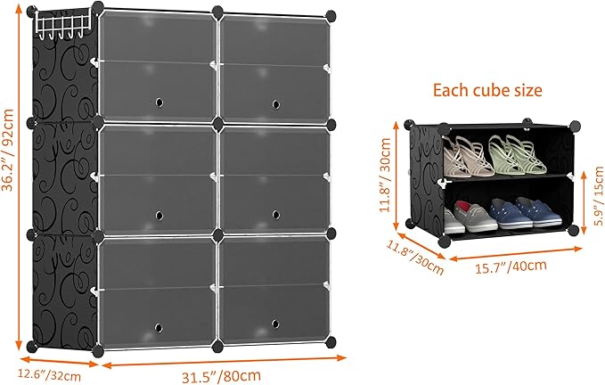 HOMIDEC Shoe Rack Organizer, 6 Tier Storage Cabinet 24 Pair Plastic Shoe Shelves for Closet Hallway Bedroom Entryway-NeatNest