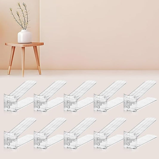 10 PACK Transparent Shoe Stacker,Shoe Slots Organizer for Closet, Shoe Display Space Saver,Adjustable Shoe Rack Organizer Holder for High Heels,Sneakers(Transparent)-NeatNest