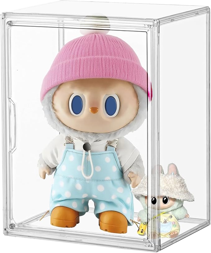 Clear Stackable Plastic Storage Bins with Lid, Dustproof Book Cosmetic Acrylic Display Cases with Magnetic Door, Large Figures Collectibles Showcase-NeatNest