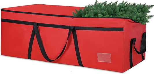 7.5 ft Christmas Tree Storage Bag, Heavy Duty Christmas Tree Bag with Reinforced Handles and Dual Zippers Wide Opening, Large Capacity fits for Artificial Christmas Tree (Red, 7.5 ft)-NeatNest