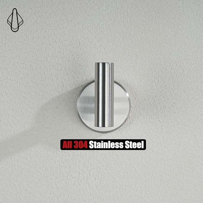 JQK Bathroom Towel Hook Brushed, Coat Robe Clothes Bath Wall Hooks for Kitchen Garage SUS 304 Stainless Steel Thick 0.8mm, 2 Pack Brushed Steel, TH100-BN-P2-NeatNest