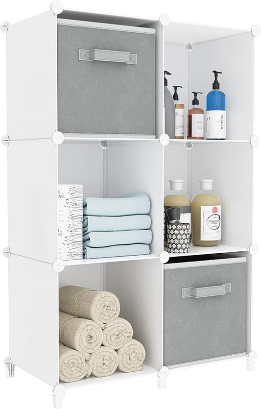 Stackable Closet Organizers and Storage 6 Cube Storage Organizer Closet Organizer for Bathroom Closet Storage for Wardrobe-NeatNest