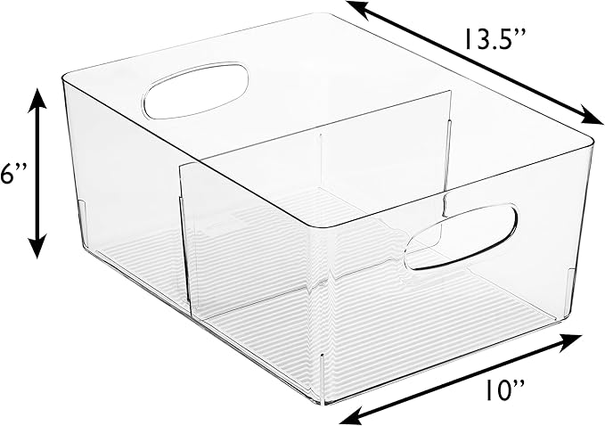 ClearSpace Plastic Storage Bins with Divider – Perfect Kitchen Organization or Pantry Storage – Fridge Organizer, Pantry Organization and Storage Bins, Cabinet Organizers, 2 Pack-NeatNest