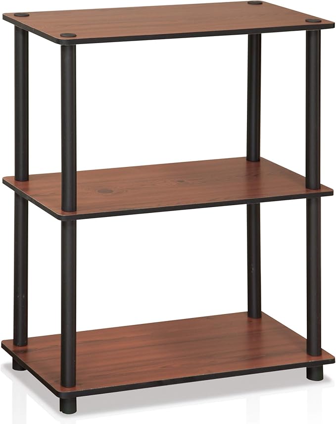 Furinno Turn-N-Tube 3-Tier Compact Multipurpose Shelf Display Rack, Dark Cherry-NeatNest
