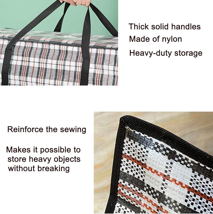 Heavy Duty Large Moving Bags, 90L Big Organizer Storage Bags With Durable Zipper, Water Resistant Totes, Carrying Bag, Camping Bag for Clothes, Bedding, Comforter, Pillow, Moving(Set of 4)