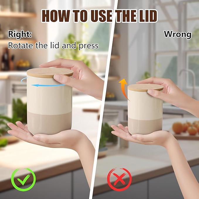 Ceramic Canister with Airtight Seal Lid, Kitchen Canisters for Countertop, Large Food Storage Jar for Flour, Coffee Bean, Sugar, Tea, Spices and More, Home Decor (1300ml/43.96oz)-NeatNest