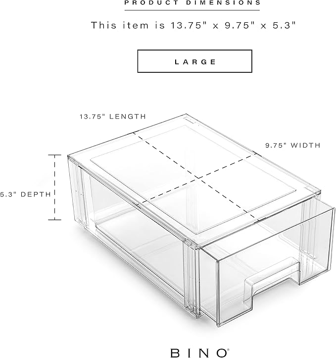 BINO | Stackable Storage Drawers, Large - Clear | THE CRATE COLLECTION | Storage Bins With Drawers | Bathroom Organizers | Under Sink Organizer | Vanity Cabinet Home Organization-NeatNest