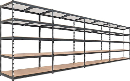 HOMEDANT 5 Tier Laminated Boltless Heavy Duty Garage Storage Adjustable Wide Size Metal Shelving Unit Utility Rack Shelves Organization Multipurpose Shelf Shed Warehouse 47.7"W x 24.1"D x 71.3"H 4Pack-NeatNest