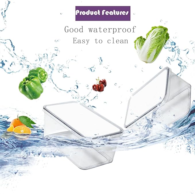 Clear Storage Bins With Lids,4 Packs Food Storage Organizer,Stackable Kitchen Cabinet,Bathroom Basket,Fridge Organization.Pantry Transparent Containers For Fruits,Drinks-NeatNest